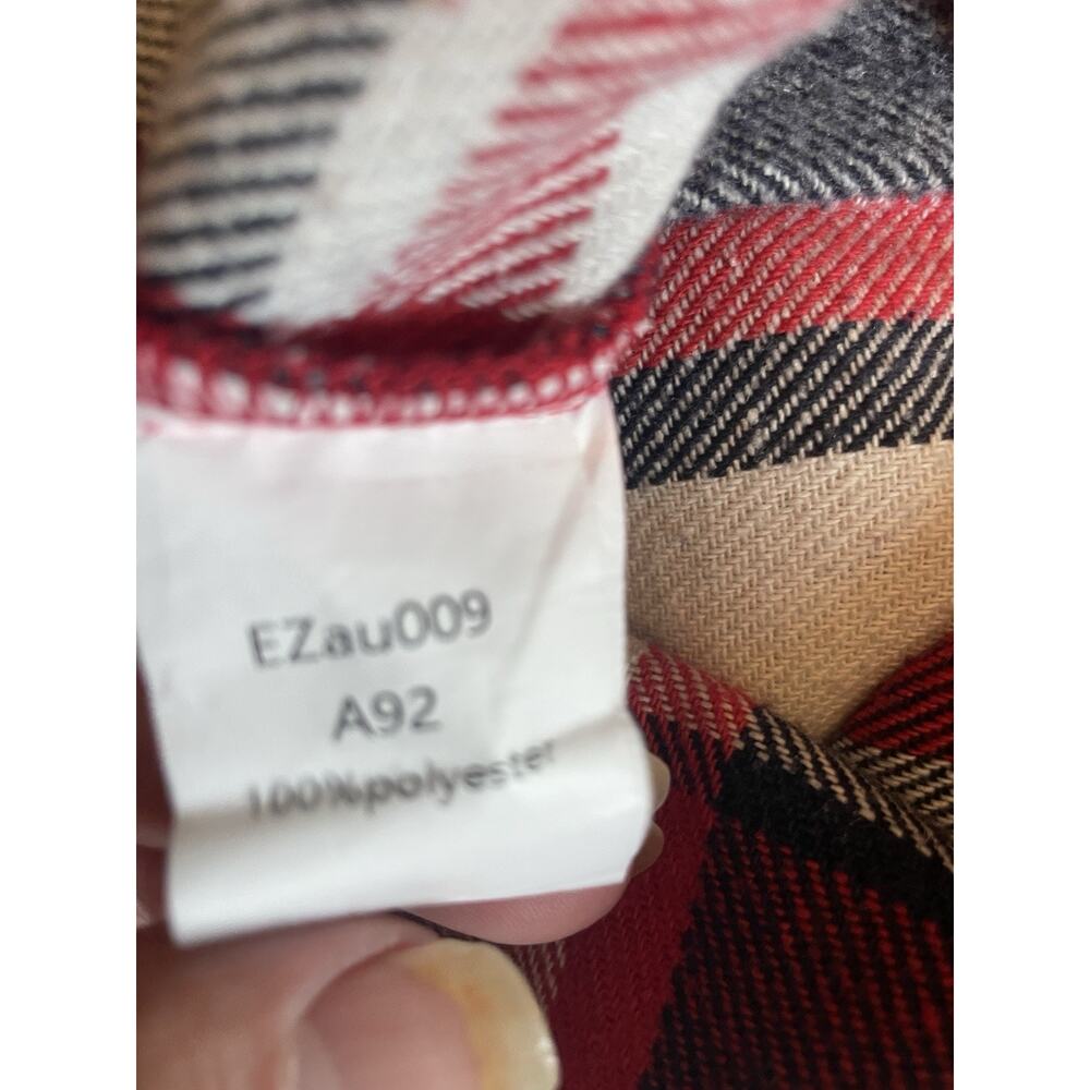 Automet Women Fall Plaid Flannel Shacket Jacket Oversized Long Sleeve Shirt 2 XL - Picture 4 of 4